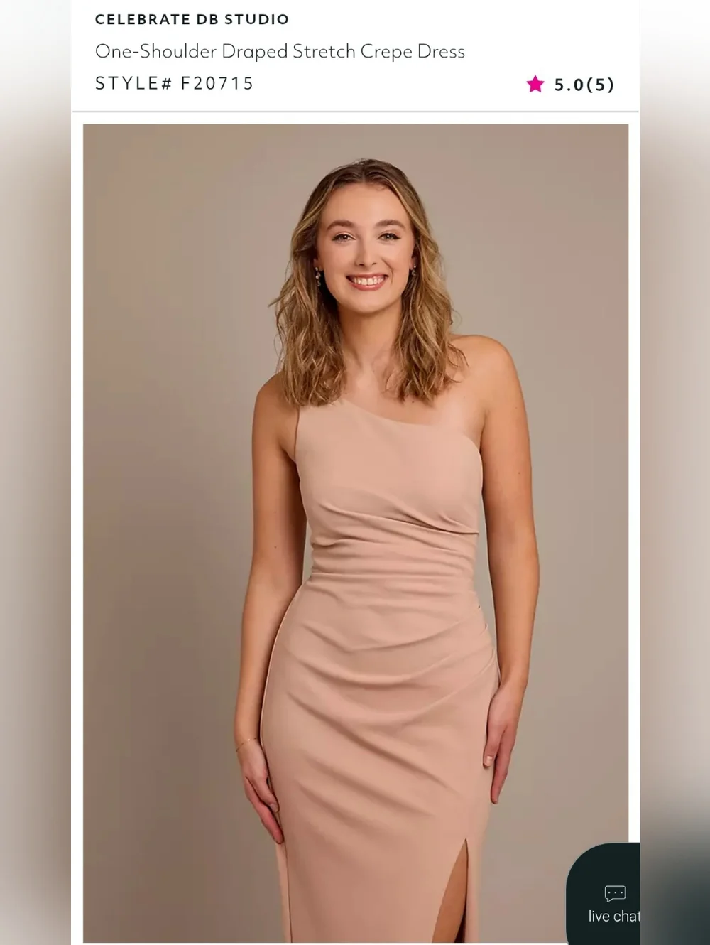 Marine Blue One-Shoulder Draped Crepe Gown - Picture 3 of 3